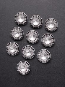 10pcs Round Metal Rhinestone Buttons, Multi-Color & Size, Double-Layer Crystal Decor Buttons Suitable For Jackets, Suits, Wedding Dresses - Multicolor - View 14