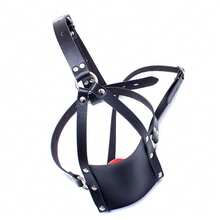 Y-Shape Restraint Leather Mouth Masks SM Strap-On Mouth Gag SM Breathable Bondage Ball Adult Fetish Sex Toys - Black - View 2