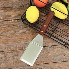 Sturdy Stainless Steel Spatula Hamburger Turner With Strong Wooden Handle – Professional Commercial Food Flipper Scraper For Grilling Cooking, Baking For Your Flat Top Restaurants - B - View 4
