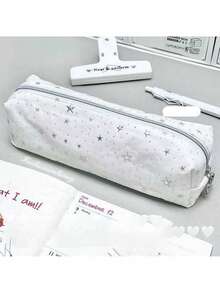 1个简约可爱星形图案铅笔盒，高品质拉链学生文具收纳袋 - 筆袋 - 查看 1