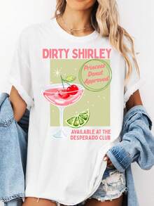 Dirty Shirley T-Shirt, Fantasy Book-Inspired T-Shirt, Fun Gift For Readers, Princess Cat-Approved Drink, Literary Humor T-Shirt, Cozy Fantasy T-Shirt - 白色 - 查看 1