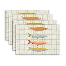 2/4/6pcs Colorful Fish & Plaid Printed Placemats, 12.5*16.5 Inches, Machine Washable Rectangular Tablemats, Suitable For Kitchen, Dining Room, Holidays And Tabletop Decor - Violet Purple - View 8