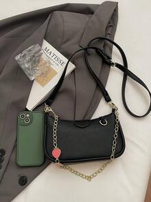 Niche Design Casual Small Square Bag, Minimalist Texture Shoulder/Crossbody Bag - Black - View 3