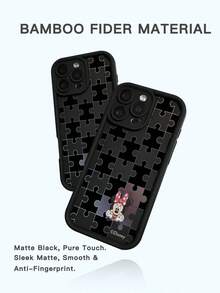 1个全新高强度防摔手机壳，迪士尼授权拼贴米妮黑色图案，独特手机壳，加厚防摔保护套，兼容苹果iPhone 17 Pro Max/Air、16、11/12/13/14 Plus、XR、7/8 Plus、15 Pro Max - 黑色 - 查看 4