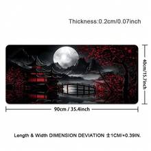 Extra Large Japanese Landscape Pattern Mouse Pad, Anti-Slip Computer Desk Mat With Stitched Edges, XL Keyboard & Mouse Pad, Aesthetic Decor For Home & Office - View 13