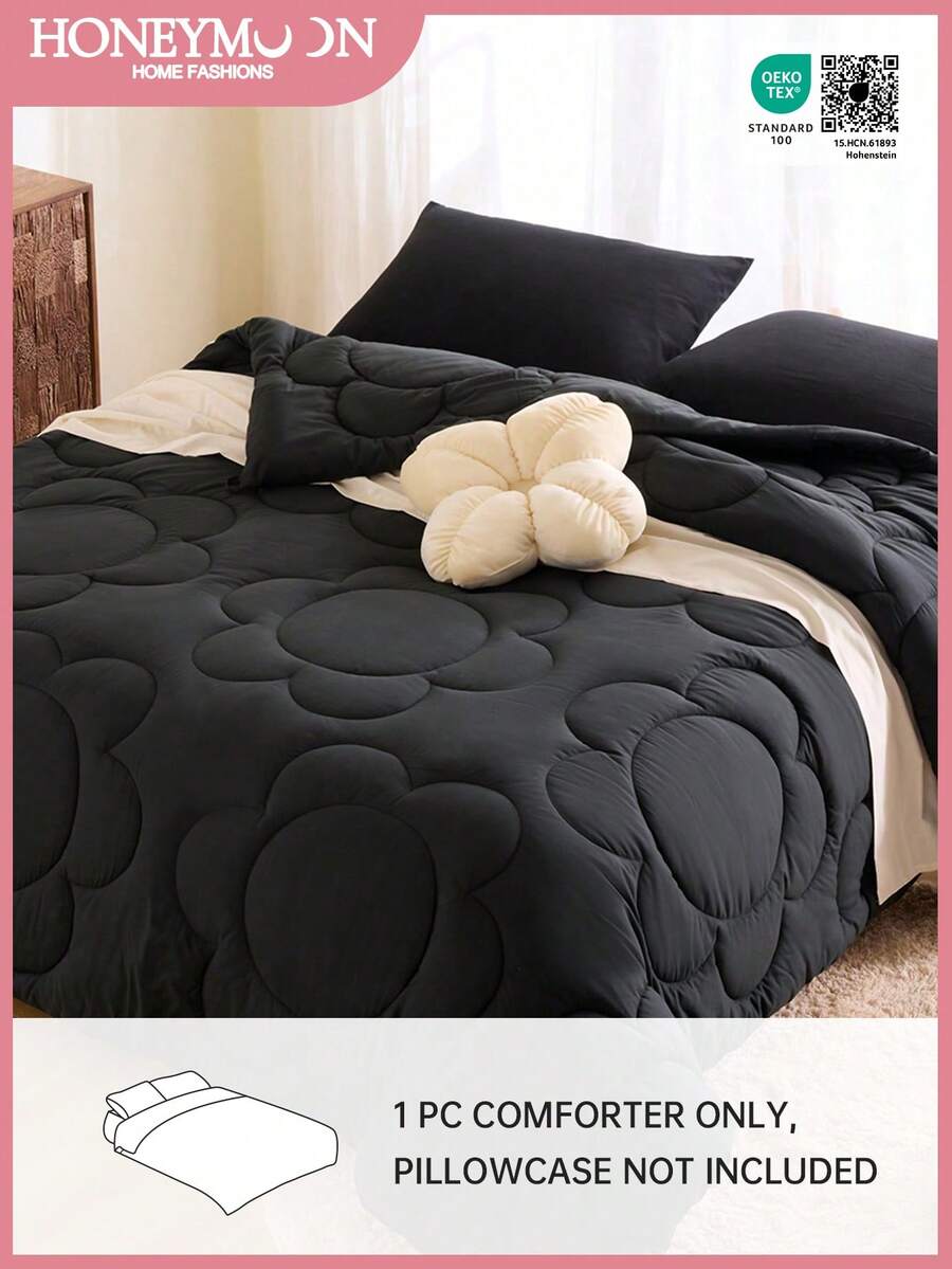 1pc Fluffy & Warm Floral Pattern All-Season Comforter, Cloud-Like Soft Down Alternative Duvet Insert, Suitable For Twin, Full, Queen, King Size Beds, Oeko-Tex Certified