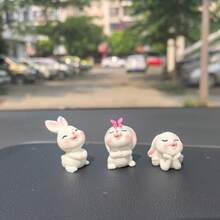 1/2/3/6pcs Cute Rabbit Car Decor, Dashboard Ornament, Interior Accessories, Adorable Animal Figurine, Soothing Decor, Gift For Friends & Family, Lovely Present - Little Rabbit - View 5