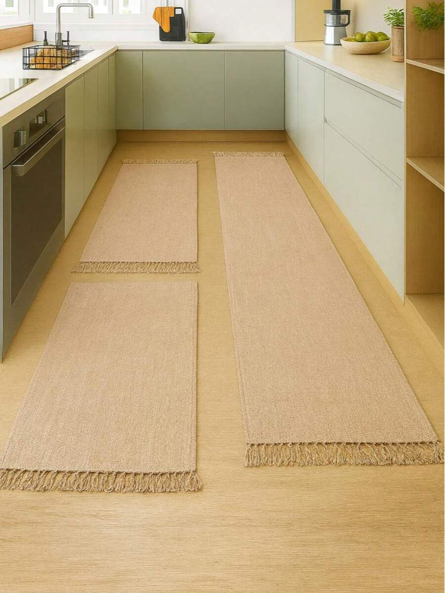 Kitchen Mat Set 3 Pieces: Runner + 2 Mats - Camel - View 1