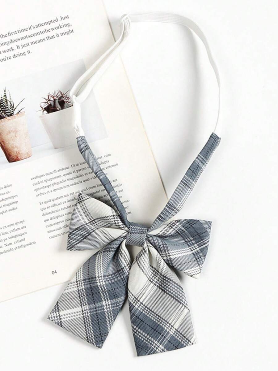 1 chiếc nơ đeo cổ bằng satin cho nữ, nơ đeo cổ có thể điều chỉnh, thích hợp cho tiệc hóa trang, hẹn hò, trang phục thường ngày. - Màu Xám nhạt - Xem 1