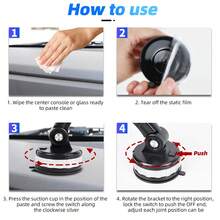 Giá đỡ điện thoại trên ô tô, gắn bằng giác hút, có thể điều chỉnh và xoay 360° - màu đen - Xem 6