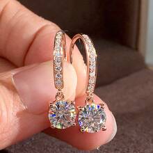Unique Four-Prong Women's Earrings With Synthetic  Inlay, Women's Jewelry Accessory, Suitable For Daily Wear And Party Gifts - Vàng hồng - Xem 1