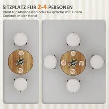 Esstisch, Runder Küchentisch, Moderner Esszimmertisch Mit Holzoptikplatte Für 4 Personen, Kaffeetisch Für Wohnzimmer, Ø70 X 76 Cm, Eiche - Oak - View 5