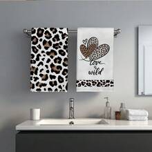 MEMNUN 2pcs Leopard Print Love Is Wild Text Pattern Kitchen Towels, Dish Towels, Hand Towels, Dish Cloths, 15.75*23.62in(40*60cm) Super Soft Microfiber Modern Cleaning Rags, Kitchen Accessories, Machine Washable, Suitable For Dining Room, Kitchen, Daily Decor And Gifts, All Seasons - Multicolor - View 9