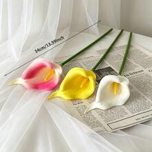 6pcs/Set (2 White + 2 Pink + 2 Yellow) Artificial Silk Lily And Calla Lily Flowers, Approx. 33.99cm Long, Suitable For Mother's Day, Easter, Home, Kitchen, Wedding Decoration, Bridal Backdrop, Bouquets, Corsages, Arch, Party, Gifts, Restaurant Centerpieces - Multicolor - View 6