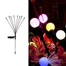 1个/2个 6LED/8LED/10LED 太阳能萤火虫地插灯，户外路径灯，太阳能供电，防水花园灯，适用于庭院、露台、走道、露营、节日、婚礼、派对装饰 - 彩色 - 查看 11