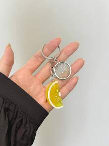 Niche Lemon Shaped Cute Keychain, Super Adorable Fresh Summer Accessory, Fashionable High-End Hanging Decoration - Green - View 4