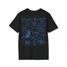NMIXX Coded Sketch-Style T-Shirt |     Doodle Back Print Tee - Black - View 2