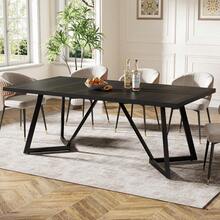 LITTLE TREE Modern Black Dining Table, 4-6 Seater Rectangular Kitchen Table With Durable Metal Frame For Family Use - Black - View 6