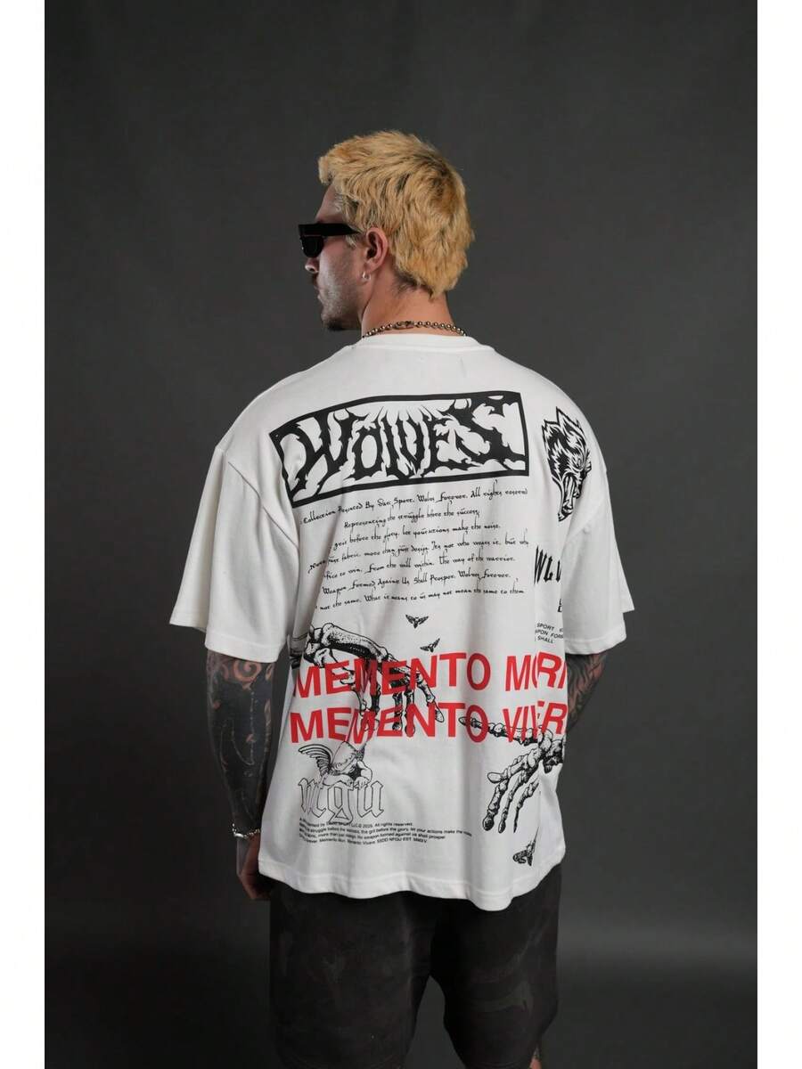 DARCSPORT American-Style Retro T-Shirt For Couples, Men's Top, Pure Cotton Loose-Fit Round-Neck T-Shirt - T260112 Trắng - Xem 1