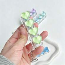 1pc New Transparent Heart-Shaped Keyboard Stress Relief Keycap Tester, Heart Keychain Accessory, Stress Relief, Mood Calming, Gift For Holidays, Birthdays, Perfect Gift - Multicolor - View 8