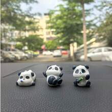 1/3/7pcs Cute Panda & Bamboo Shoot Car Decor, Women Car Accessories, Dashboard Ornament, Interior Decoration, Adorable Small Figurine, Warm & Healing Gift, Perfect For Friends And Family, Holiday Present - Red Panda and Bamboo Shoots - View 5