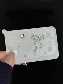 Película protectora de cámara transparente con lazo de diamantes de imitación brillante de lujo compatible con iPhone 17 Pro Max 17 Pro Película protectora transparente Accesorio de lazo Regalo - Plateado - Ver 2