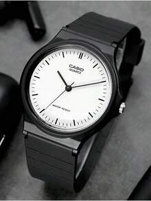 Casio 1 chiếc đồng hồ đeo tay thạch anh kim đơn unisex, mặt tròn tối giản, trọng lượng nhẹ, MQ-24-7E - màu đen - Xem 1