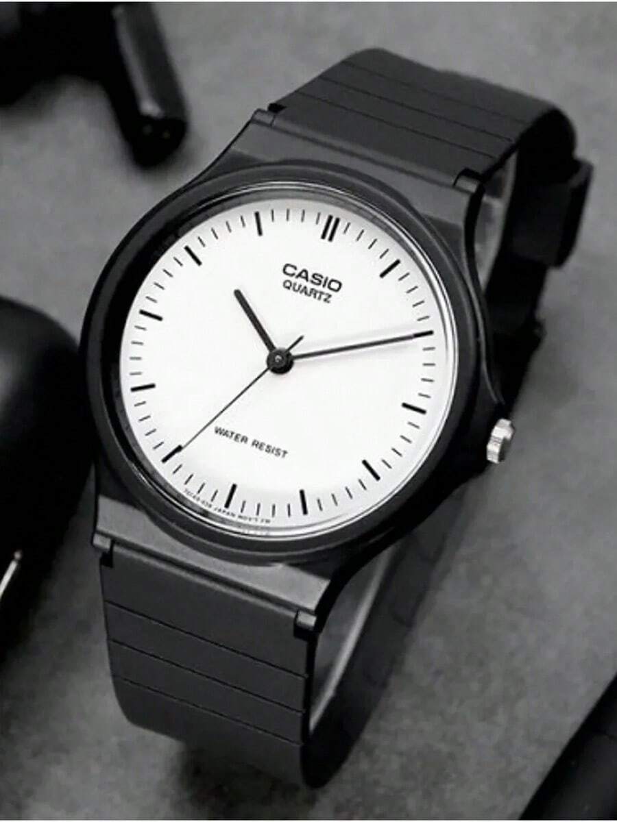 Casio 1 chiếc đồng hồ đeo tay thạch anh kim đơn unisex, mặt tròn tối giản, trọng lượng nhẹ, MQ-24-7E - màu đen - Xem 1