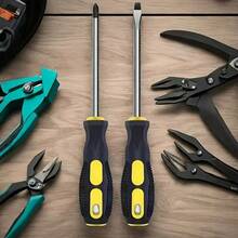 2pcs Screwdriver Set, Non-Slip Handle Screwdrivers, Battery-Free - Yellow - View 2