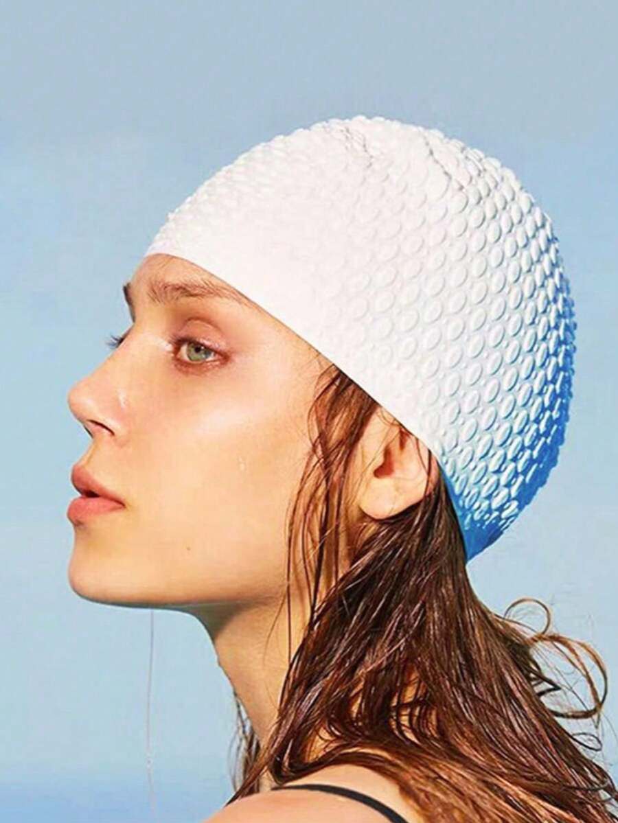 1pc Adult Silicone Swim Cap, Solid Color, High Elasticity, Hair Protection, Swimming Pool Accessories - Multiple Styles - View 1