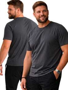 Men's Basic Plain Short-Sleeve T-Shirt Plus Size Summer Loose None Christmas Halloween - 深灰色 - 查看 3