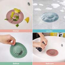 Easy To Install & Clean Hair Catcher, Flexible & Durable Silicone Drain Cover, Anti-Clogging Hair Stopper For Bathroom Bathtub, Washbasin & Kitchen Sink - 彩色 - 查看 3