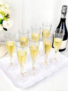 1/10/20 piezas Copas de champán de plástico reutilizables con purpurina dorada de 5.5 oz, copas de boda, copas de fiesta, copas de bebida (copas de champán, copas de vino, copas de plástico, copas de cumpleaños) - Multicolor - Ver 2