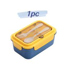 1pc Leak-Proof Lunch Box With Utensils, Microwave , 3-Compartment Design, Outdoor Meal Box | Secure Lock Lid, Suitable For School, Work And Outdoor Dining, Back To School Essential - Multicolor - View 13