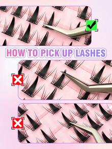 80pcs C-Curl Self-Adhesive Cluster Eyelashes, Transparent Lash Stems, Cartoon Style False Lashes, Suitable For Daily Life, Wedding, Date, Party, Music Festival And Other Occasions - C - View 6