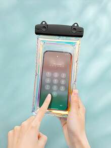 1/2/4pcs Airbag Shockproof Waterproof Phone Pouch, Waterproof Bag, Travel Essential, Universal Waterproof Phone Bag, Airbag Waterproof Phone Pouch, Waterproof Phone Case With Lanyard, Suitable For IPhone15/14/13/12/11 Pro Max, Swimming Underwater Waterproof Phone Case, Beach Phone Dry Bag, Sports Bag, Casual Travel, Vacation, Summer Swimming Bag, Holiday Supplies, Beach Accessories, Pool Floats - Black - View 3