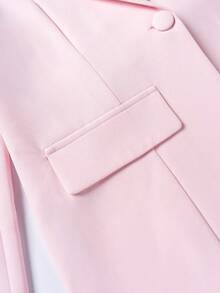 Plus Size Women Business Suit Set - Single Button Lapel NeckBlazer And Pants - Baby Pink - View 5