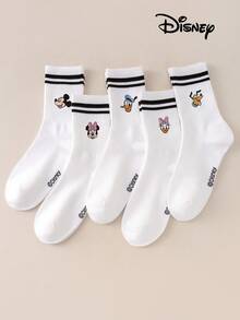 1/5 Đôi tất nữ cổ cao đến bắp chân thêu hình hoạt hình Disney Mickey, Minnie và Daisy, màu trắng, tất đôi unisex, tất nữ, tất cổ cao đến bắp chân, tất rộng rãi, tất không đường may, tất nữ thoải mái và thoáng khí. - Nhiều màu - Xem 2