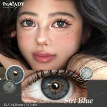 FRESH LADY 一副蓝色、色彩鲜艳的美瞳，适合日常佩戴、工作、度假和派对妆容，14.2毫米，年抛型 - 藏蓝色 - 查看 3