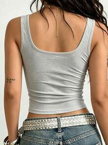 Customizable Letter Print Women's Tank Top. Add Custom Text (Quotes, Phrases, Funny Sayings, Names, Slogans Sports - Light Grey - View 5