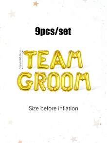 9件套多色伴郎气球套装，包含16英寸金色字母“TEAM GROOM”，适用于单身派对、订婚、婚礼、新郎礼物、婚前派对等场合的新郎装饰。 - 彩色 - 查看 9