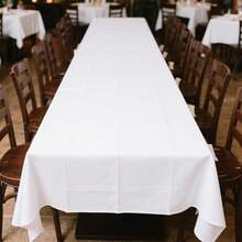 1pc Elegant White Large Rectangular Tablecloth - Suitable For Family Gatherings, Romantic Weddings, Friends Parties, Long Dining Tables, Indoor And Outdoor Use, Solid Color - White - View 6