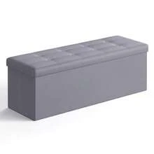 SONGMICS Puff Almacenaje, Banco de Almacenamiento, 38 x 110 x 38 cm, Soporta hasta 300 kg, para Sala de Estar, Dormitorio, Entrada, Gris MLSF70GY - gris - Ver 8