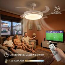 Ventilador de Techo con Luz LED 70W, Control Remoto, 107cm, 6 Velocidades, Temporizador 1-4H, Luz Regulable (3000K-6500K), Motor DC Silencioso, Función Verano/Invierno, Ahorro Energético - Blanco - Ver 6