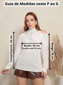 Women's High Neck Knit Blouse With Cutout Detail, Off-The-Shoulder | Elegant And Versatile Autumn/Winter Knit Sweater - màu đen - Xem 3