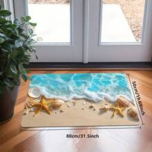 Non-Slip Bath Mat Suitable For Bathroom, Kitchen, Bedroom - Ultra-Soft Starfish & Seashell Beach Floor, Plush Rectangular With Non-Slip Backing, Machine Washable, Low-Maintenance Decor - Multicolor - View 6