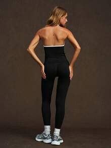 Women's Halter Neck Yoga Tank Top Removable Pads Strappy Scrunch Backless Workout Sports Y2K Breathable Seamless Solid Color Soft For Gym Daily Wear All Seasons - Black - View 7