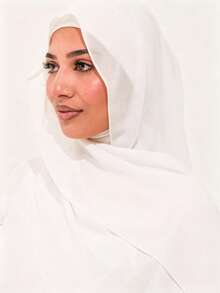 Bộ 2 món khăn trùm đầu và mũ ống bằng vải modal, khăn hijab màu trơn tối giản và mũ ống chống trượt, thấm hút mồ hôi, chất liệu vải jersey thoáng khí, tiết kiệm và thiết thực để mặc hàng ngày, phụ kiện, khăn tắm biển. - trắng - Xem 3