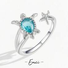 1 chiếc nhẫn hình rùa phong cách châu Âu và Mỹ mới, thích hợp cho kỳ nghỉ hè ở bãi biển, kiểu dáng hở. - Nhiều màu - Xem 2