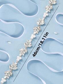 1pc Women's Bridal Belt And Waist Chain With Faux Pearl And Rhinestone Decor, Perfect For Wedding Occasions Elegant. Valentine's Day Accessories - White - View 3